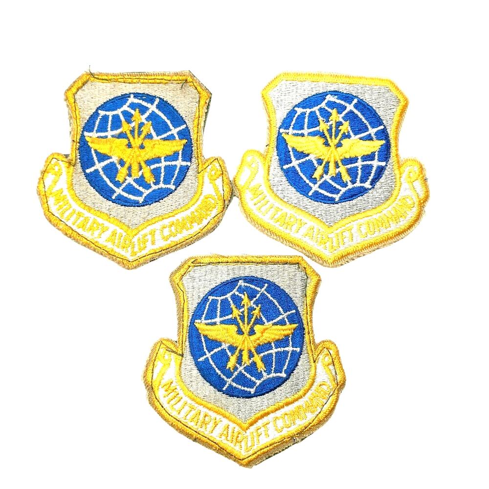 Lot of 3 USAF Air Force Military Airlift Command Insignia Badge Patch Colored